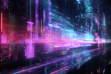 Holographic Data Projection with Colorful Flowing Elements