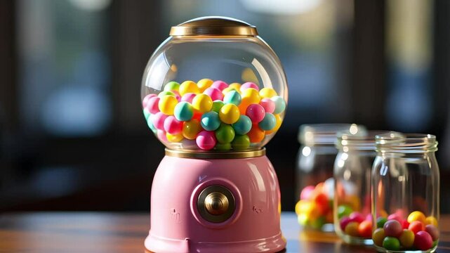 Vintage Gumball Machine with Colorful Candies