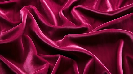 Obraz premium A crimson pink velvet fabric background with deep, rich folds, creating an elegant and glamorous soft texture.