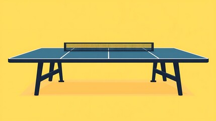 Ping Pong Table on Yellow Background