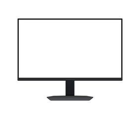 Computer monitor display with empty screen isolated on transparent background.