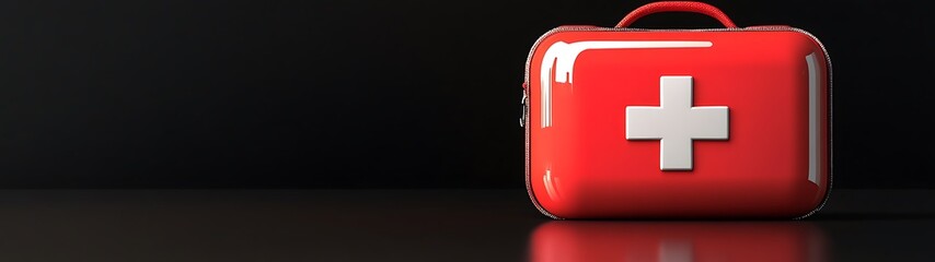 First Aid Kit on Dark Background.