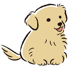 Fototapeta premium 座っている犬の手描きイラスト