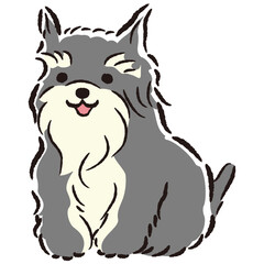 座っている犬の手描きイラスト