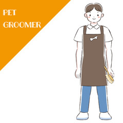 ペットトリマーの男性のイラスト