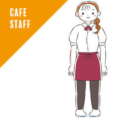 エプロンを付けた笑顔の女性の手描きイラスト