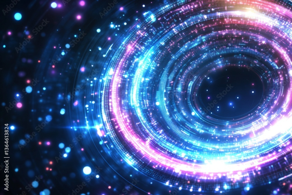 Aufkleber colorful light vortex swirling in digital space with glowing particles and energy effects at nightti