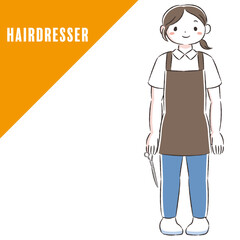 ハサミを持った女性のイラスト（美容師、ペットトリマー等）