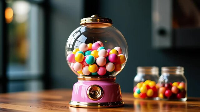 Vintage Gumball Machine with Colorful Candies