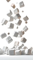 Marshmallows Falling, White Background