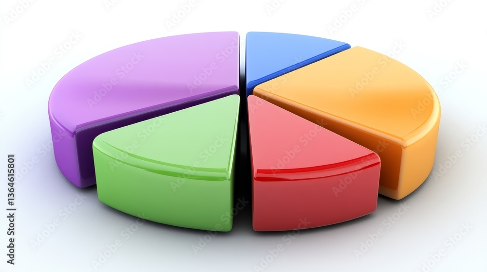 Aufkleber balanced d pie chart with four colored sections and white center space, presentation-optimized