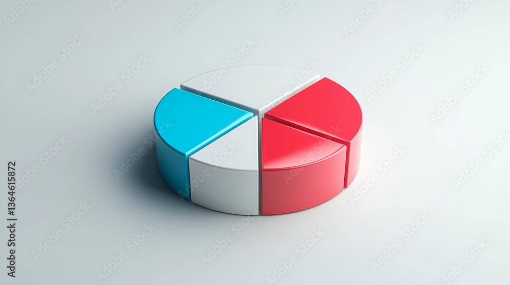 Aufkleber balanced d pie chart with four colored sections and white center space, presentation-optimized
