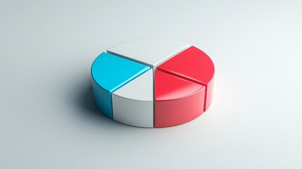 Obraz premium Balanced D pie chart with four colored sections and white center space, presentation-optimized