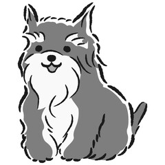 座っている犬の手描きイラスト