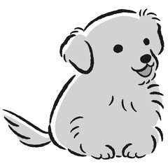 座っている犬の手描きイラスト