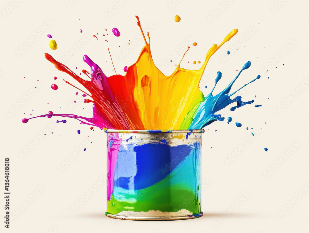 Poster colorful paint splashes from a can create a vibrant display