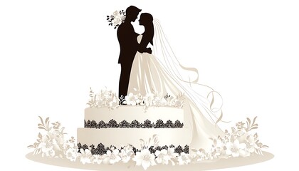 Wedding Cake Silhouette Couple