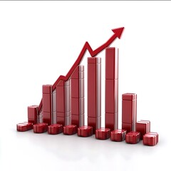 Red Graph Growth White Background