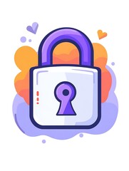 Cartoon Lock Security Icon.
