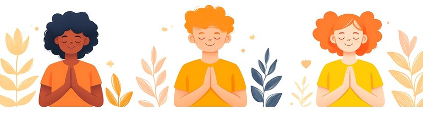 Diverse Individuals Meditating Outdoors