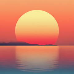 big sunset over the sea