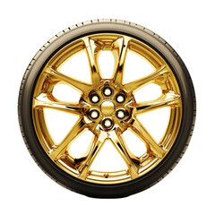 Obraz premium Gold alloy wheel with tire luxury car part