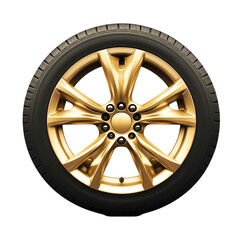 Obraz premium Gold alloy wheel and black tire luxury car part