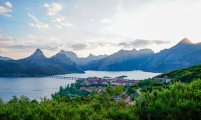 Village by the marsh under the mountains © JuanFrancisco
