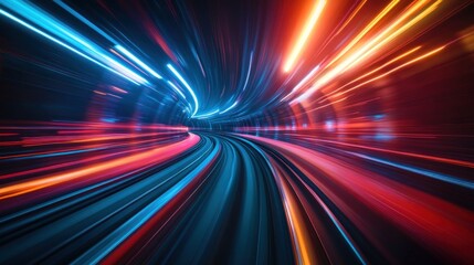 Obraz premium Neon Speed Tunnel at Night