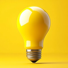 Yellow Lightbulb on Yellow Background