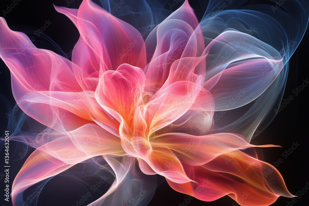 Aufkleber colorful abstract flower design with swirling petals on a dark background created using digital tech