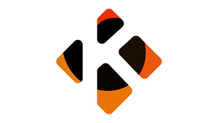 Letter K symbol, flat color illustration