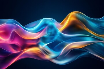 Colorful waves of light create a mesmerizing abstract visual display in a dark background
