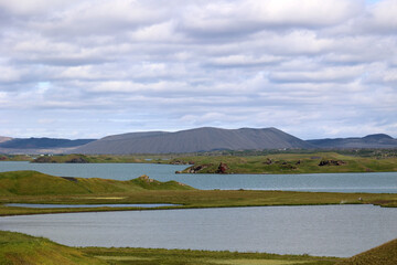 Lake Myvatn is located in the municipality of Skutustaðir in north-east Iceland in the Krafla volcanic system