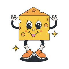 Groovy Cheese Cartoon Character Illustration