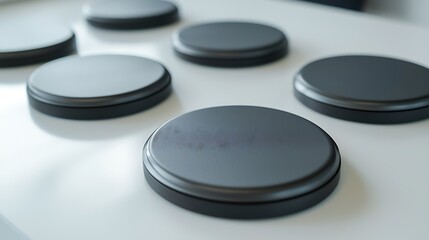 A close up of a black object with a white background