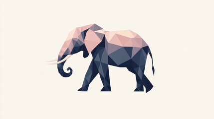 Low Poly Elephant with African Animal, and Wildlife Art.