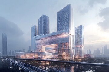 Fototapeta premium Futuristic Skyscrapers with Reflective Surfaces