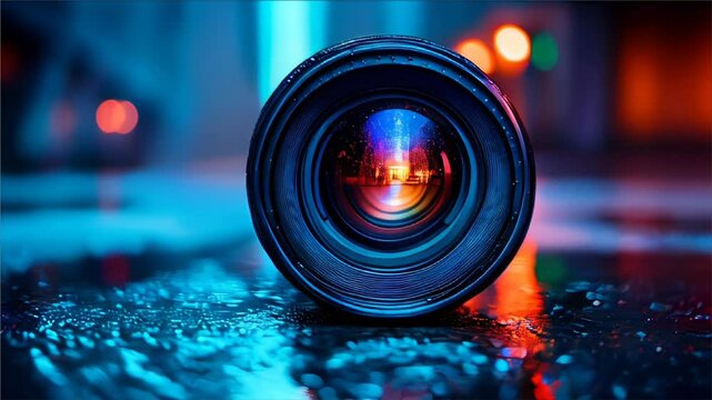 Close-up camera lens. Photography, camera, technology concept