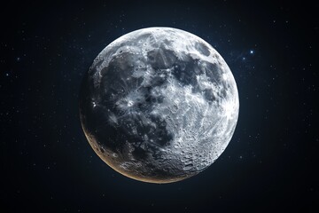 Fototapeta premium Full moon illuminated against a starry night sky showcasing craters and bright highlights