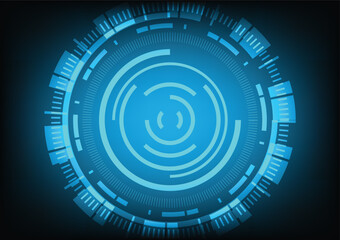 Fototapeta premium Abstract background technology ring sphere circle vector illustration design graphic digital network communication telecoms futuristic computer internet online neon blue violet light connection signal