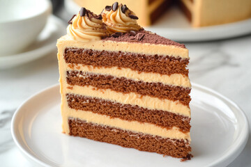 Caramel-drizzled coffee cake with buttercream frosting
