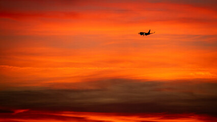 airplane in the sunset