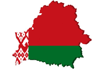 Belarus, Geographic map of the Republic in the color of the national flag. white background.