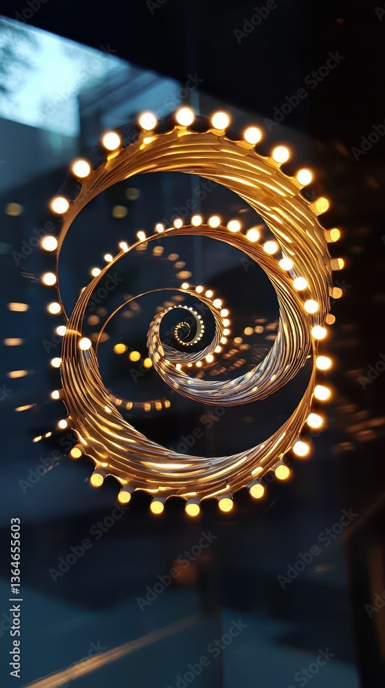Poster mesmerizing spiral design with illuminating bullet lights