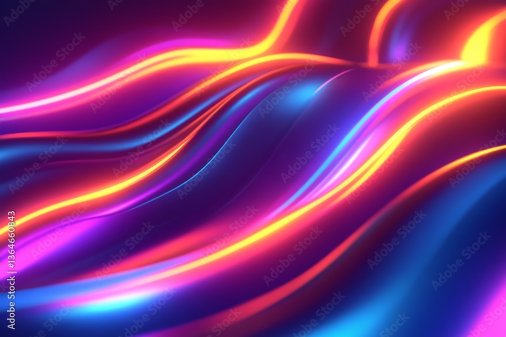 Poster colorful abstract waves of light showcase vibrant patterns in a digital artwork