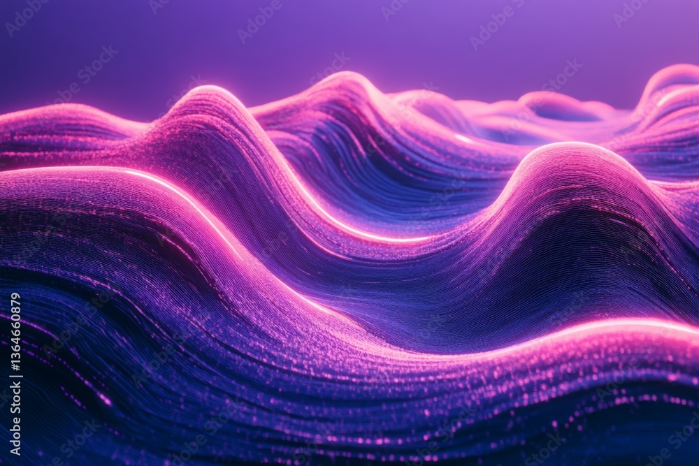 Aufkleber waves of light create a mesmerizing display in a digital landscape at dusk