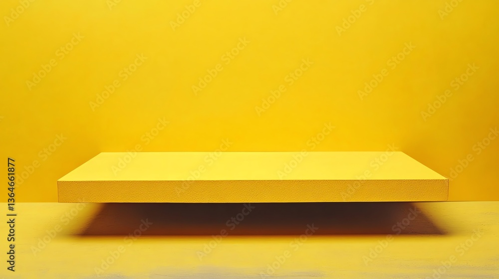 Poster yellow shelf display platform product showcase on matching background