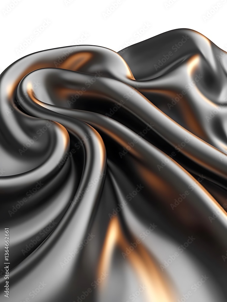 Poster elegant black chrome fabric texture abstract design with soft reflection