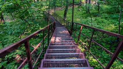 long stairs in the jungle in thailand